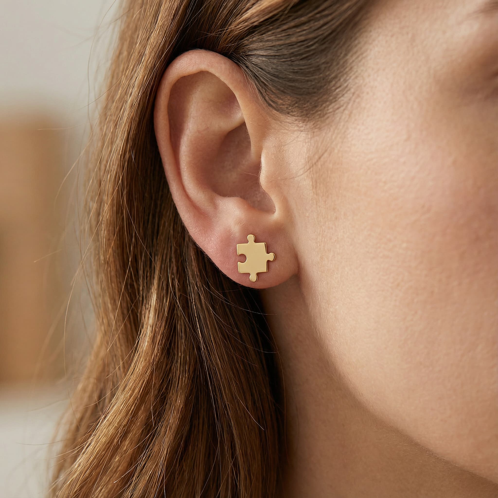 Yapboz Figürlü 925 Ayar Gümüş Küpe